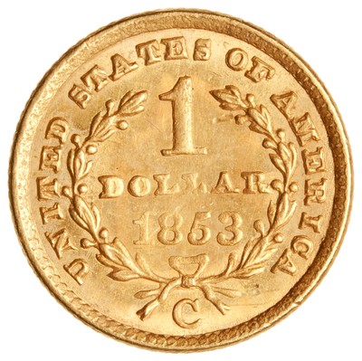 American Numismatic Society: Gold dollar, Charlotte (N.C.), 1853. 2011.25.1